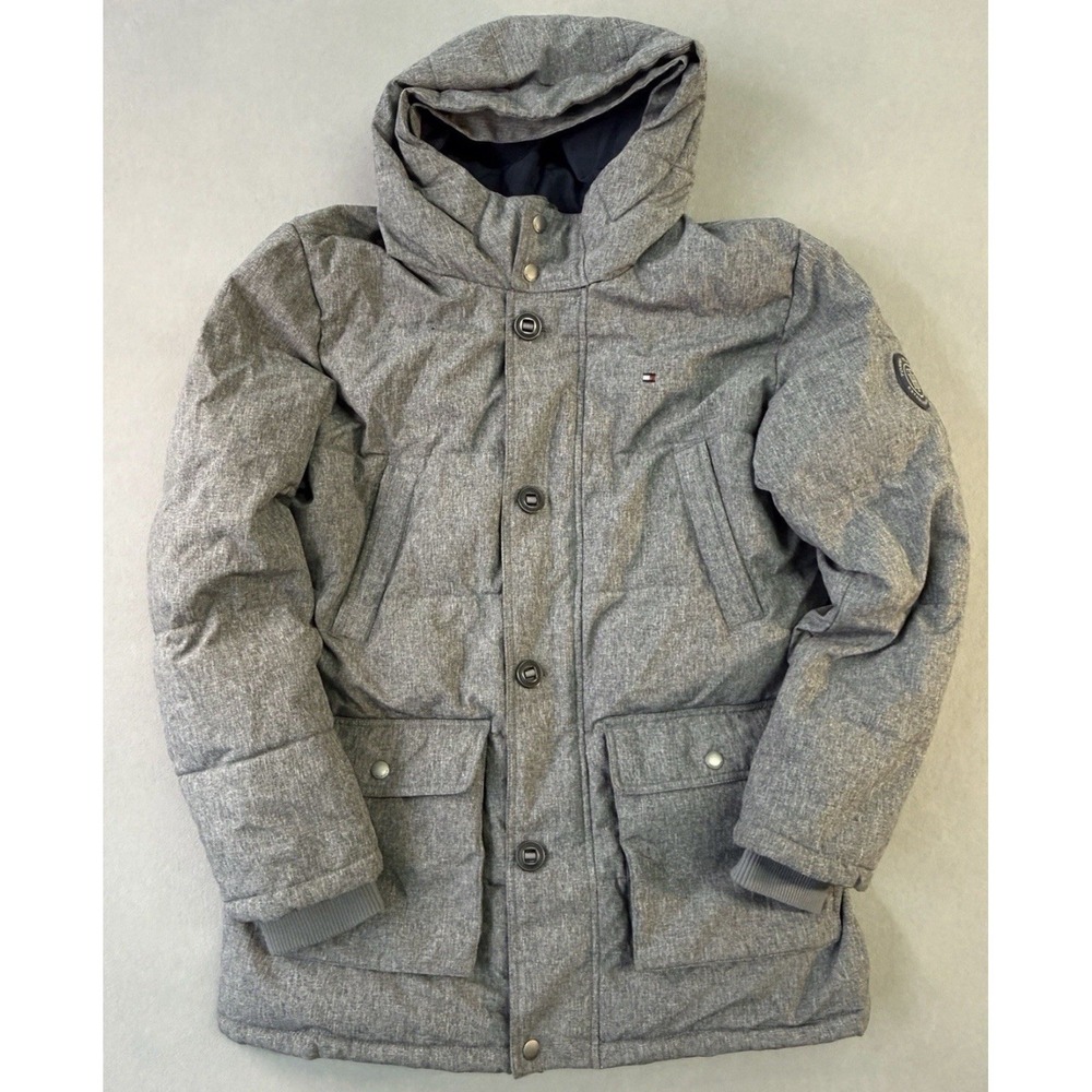 Men's Tommy Hilfiger‎ Hooded Snorkel Heavyweight Zip-Up Coat Heather Gray Size L